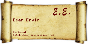 Eder Ervin névjegykártya